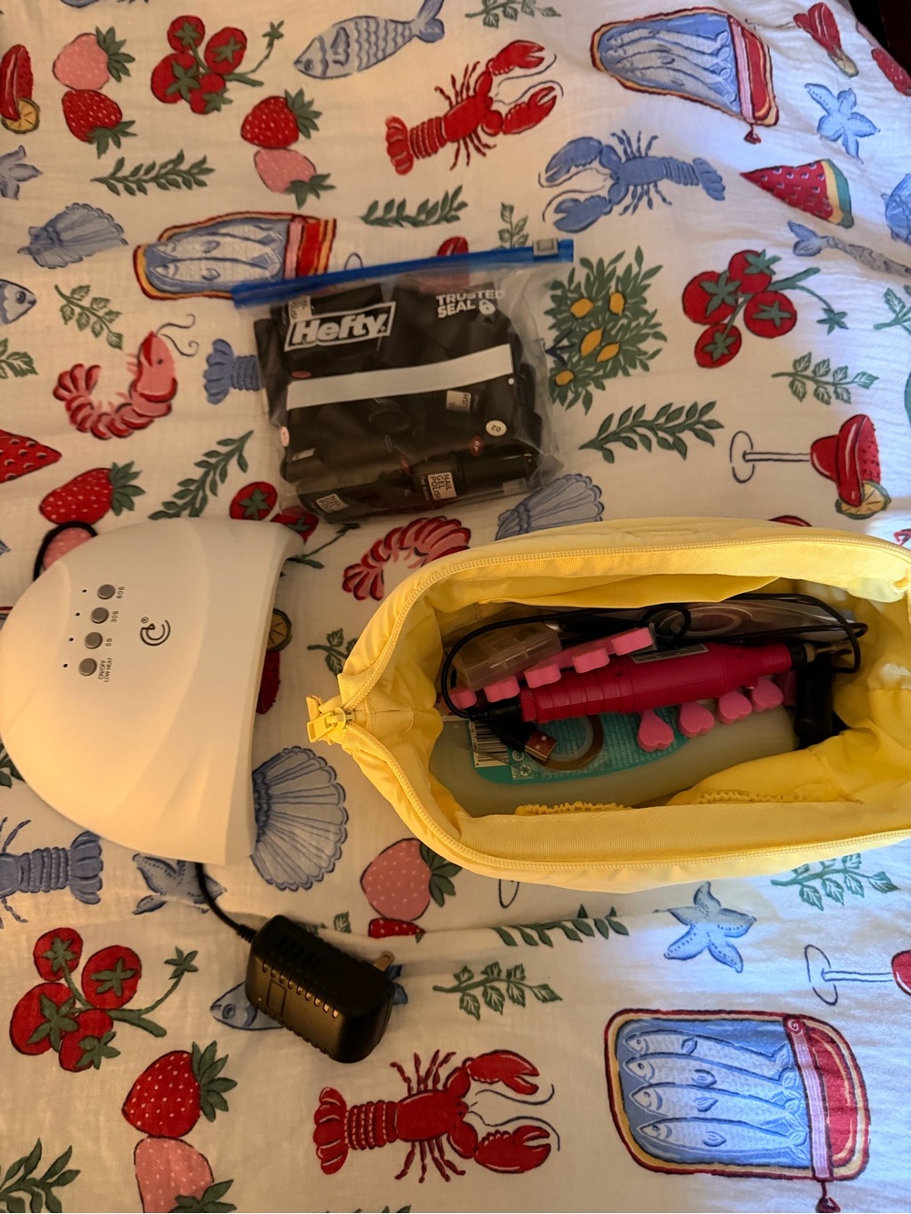 Amazon Yellow Camera Accessory Pouch with Pink and Teal Tools